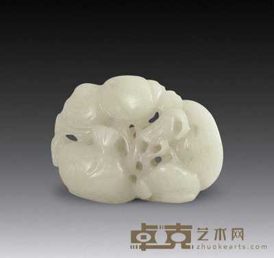 清 青白玉雕金玉满堂珮 长5.2cm